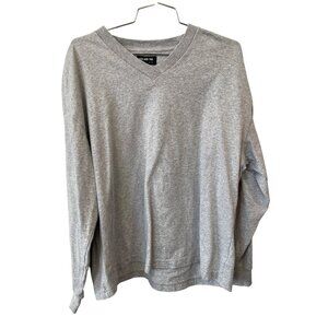 Golden TNA V Neck Long Sleeve Pullover Shirt Women M Heather Gray Cotton Relaxed